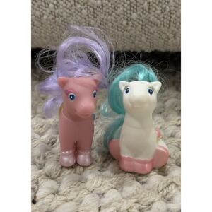 Vintage Pony Luv Tara Toy Purple Twin Barn Lot of 2 Big Sister Baby Pony Set